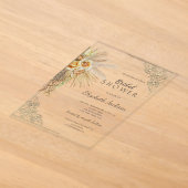 Chique Gouden Frame Boho Bloemen Bruidsdouche Acryl Uitnodigingen (Laagn)