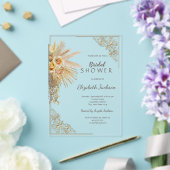 Chique Gouden Frame Boho Bloemen Bruidsdouche Acryl Uitnodigingen (Insitu (Huwelijk))