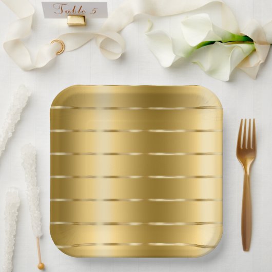 Chique gouden gele lint bruiloftsfeest papieren bordje (Huwelijk)