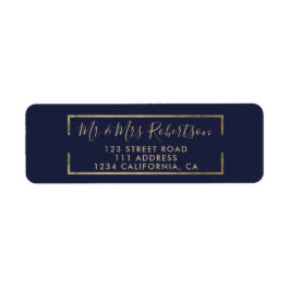 Chique gouden geometrische folie script marineblau etiket