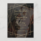 Chique gouden geometrische scriptfoto bewaart de d aankondigingskaart (Voorkant)