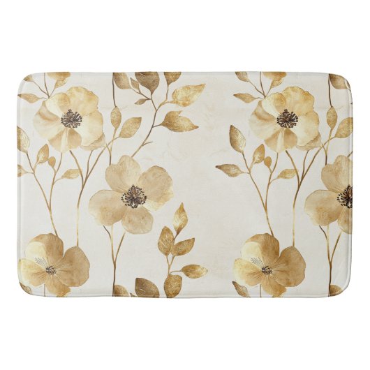 Chique Gouden Glam Bloemen Badmat (Voorkant)
