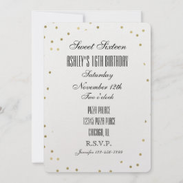 Chique Gouden Glam Confetti Stippen Sweet 16 Kaart