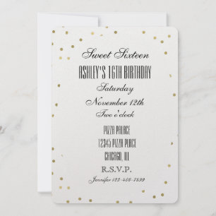 Chique Gouden Glam Confetti Stippen Sweet 16 Kaart