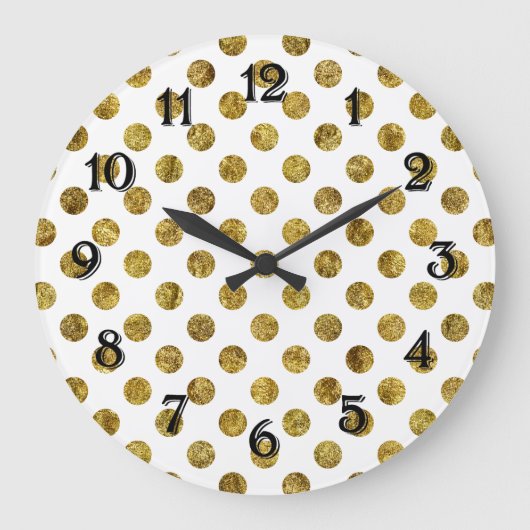 Chique Gouden Glam Dots Grote Klok (Voorkant)