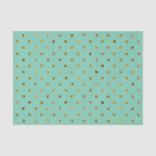 Chique Gouden Glam en Mint Polka Dots Tissuepapier (Voorkant)