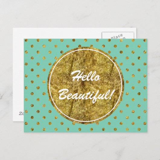 Chique Gouden Glam en Mint Stippen Briefkaart (Voorkant / Achterkant)