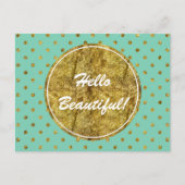 Chique Gouden Glam en Mint Stippen Briefkaart (Voorkant)
