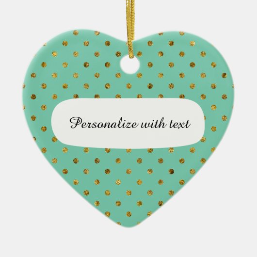 Chique Gouden Glam en Mint Stippen Keramisch Ornament (Voorkant)