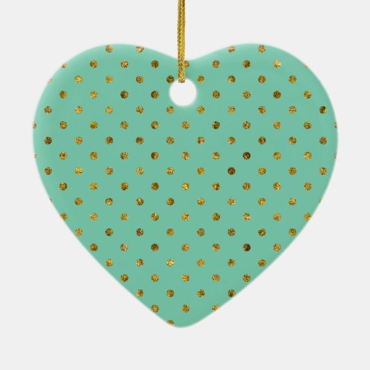 Chique Gouden Glam en Mint Stippen Keramisch Ornament (Achterkant)