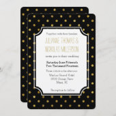 Chique Gouden Glam en Zwarte Stippen Bruiloft Kaart (Voorkant / Achterkant)