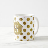 Chique Gouden Glam Stippen Monogram Koffiemok (Voorkant rechts)