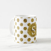 Chique Gouden Glam Stippen Monogram Koffiemok (Voorkant links)