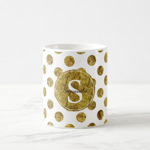 Chique Gouden Glam Stippen Monogram Koffiemok
