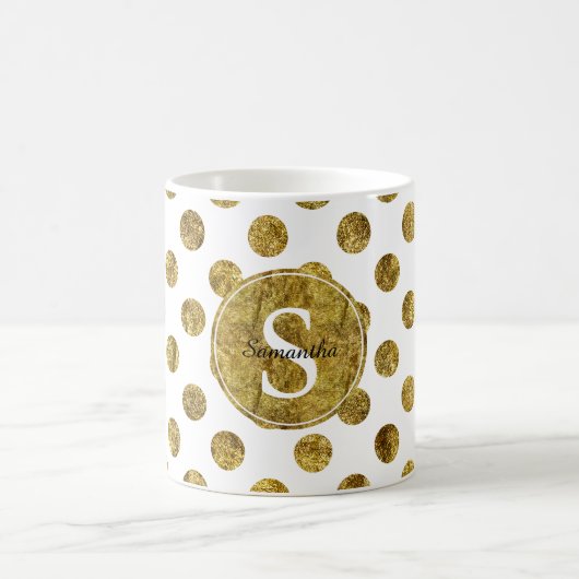 Chique Gouden Glam Stippen Monogram Koffiemok (Center)