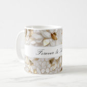 Chique Gouden Glam Witte Lotus Bloemen Trouwen Koffiemok (Voorkant links)