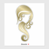 Chique gouden glans schoonheid meisje haar & make- sticker (Vel)