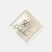 Chique gouden glitter 50ste verjaardagsfeestje servet (Hoek)