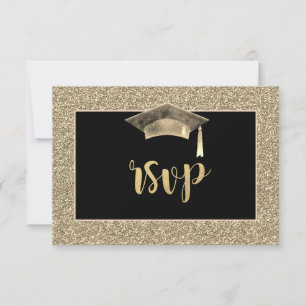 Chique Gouden Glitter Afstudeerhoed Afstudeerfeest RSVP Kaartje