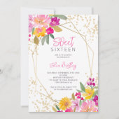 Chique gouden glitter bloemenfoto waterverf Sweet  Kaart (Voorkant)