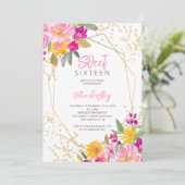 Chique gouden glitter bloemenfoto waterverf Sweet  Kaart (Staand voorkant)