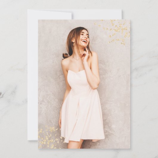 Chique gouden glitter bloemenfoto waterverf Sweet  Kaart (Achterkant)