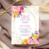 Chique gouden glitter bloemenfoto waterverf Sweet  Kaart