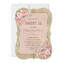 Chique Gouden Glitter Blush Bloemrijke Sweet Sixte
