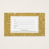 Chique Gouden Glitter Cadeaubon Visitekaartje (Achterkant)