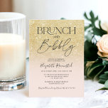 Chique gouden glitter chique brunch bubbly vrijgez kaart<br><div class="desc">Chique modern geel goud glitter ombre fonkles pastel blush roze vrijgezellenfeest partij,  brunch en bubbels modern en chique script kalligrafie.</div>