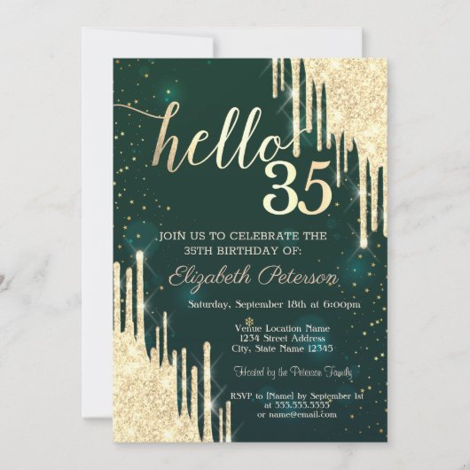 Chique gouden glitter Drops sterren groen Kaart (Voorkant)