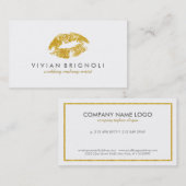 Chique gouden glitter lippen bruiloft make-up arti visitekaartje (Voorkant / Achterkant)