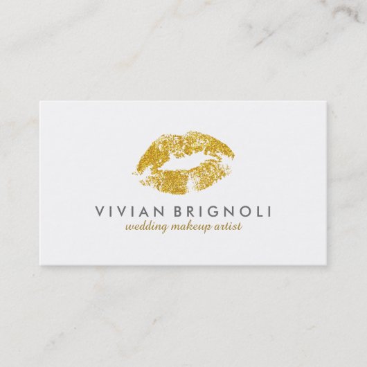 Chique gouden glitter lippen bruiloft make-up arti visitekaartje (Voorkant)