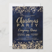 Chique gouden glitter marine zakelijk kerstfeest kaart (Voorkant)