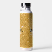 Chique gouden glitter monogram naam waterfles (Rechts)