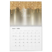 Chique gouden glitter ombre blush roze monogram kalender (Mar 2026)
