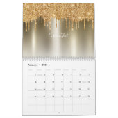 Chique gouden glitter ombre blush roze monogram kalender (Feb 2026)