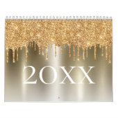 Chique gouden glitter ombre blush roze monogram kalender (Hoes)