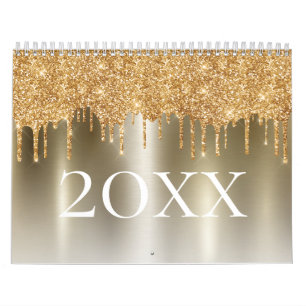 Chique gouden glitter ombre blush roze monogram kalender