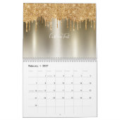 Chique gouden glitter ombre blush roze monogram kalender (Feb 2027)