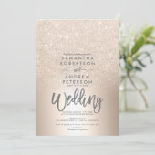 Chique gouden glitter ombre metallic folie grijs b kaart (Staand voorkant)