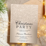 Chique gouden glitter ombre metallic folie kerst kaart<br><div class="desc">Een chique en luxe gouden glitter ombre metallic folie ontwerp met elegante kalligrafie typografie voor een kerstfeestuitnodiging.</div>