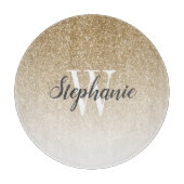 Chique gouden glitter ombre monogram snijplank (Voorkant)
