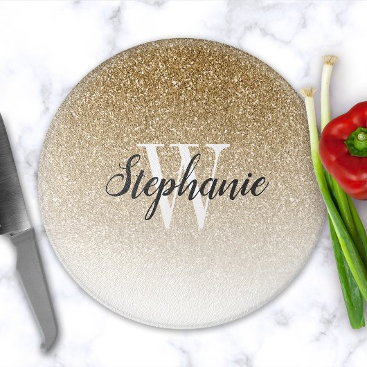 Chique gouden glitter ombre monogram snijplank