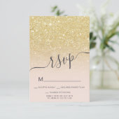 Chique gouden glitter ombre RSVP blush roze Sweet  Kaart (Staand voorkant)