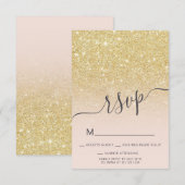 Chique gouden glitter ombre RSVP blush roze Sweet Kaart (Voorkant / Achterkant)