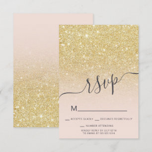 Chique gouden glitter ombre RSVP blush roze Sweet  Kaart