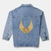 Chique gouden Glitter Pareltjes Custom Monogram An Denim Jacket (Achterkant)