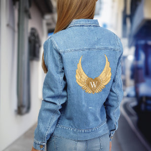 Chique gouden Glitter Pareltjes Custom Monogram An Denim Jacket