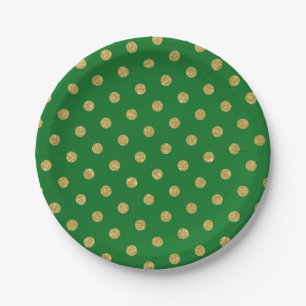 Chique Gouden Glitter Stippen Groen Papieren Bordje
